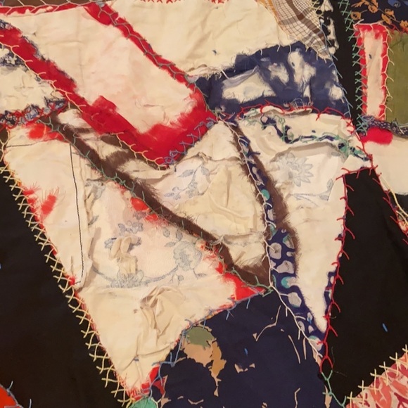 OLD ANTIQUE VINTAGE Crazy Quilt Pieced Farmhouse - Picture 14 of 16
